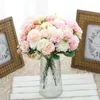 Decorative Flowers Silk High Home Faux Peony White Decoration Quality Retro Wedding Artificial Crafts Rose Bouquet Decor