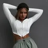 Scene Wear Spicy Girls Slim Fit Top Women's Simple Casual Short Round Neck Long Sleeve T-shirt Solid Color Sexy dragkedja
