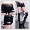 Women's Shorts 2023 Summer Girls Japanese Punk Skull Low Waisted Lace-up White Thin Denim Goth Rock Sexy Women