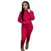 Pantalon de deux pièces pour femmes 2023 Sweat à capuche en polaire d'hiver Ensemble de deux pièces Femmes Globalement Bodycon Pantalon de survêtement Sports Jogger Streetwear Tissu chaud