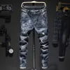 Mens Jeans Biker Men Dark Blue Stretch Slim Fit Ripped Distressed Streetwear Denim Pants Casual Retro Man Trousers Hiphop Jean Homme 230922