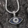 Iced Out Devil Eye Pendant Necklace Gold Silver Plated Mens Bling Hip Hop Jewelry Gift209k