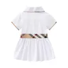 Girl Summer Princess Dresses Children Nuovo Galli di stile College Bass Beliple bambine Abito a maniche corte in cotone Abito per bambini BH23 BH23