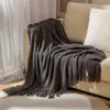 Blanket Nordic Knitted Tassels Fringe Sofa Cozy Lightweight Anti pilling Solid Color for Bed Couch Travel Camping HKD230922