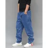 Mäns jeans trendiga harem män casual denim byxor bomull hip hop gata stil byxor koreanska mode lösa baggy kläder