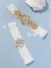 Tirantes Color dorado Liga nupcial Perla Cristal Rhinestones Anillo de pierna Ligas sexy para mujeres Anillos de muslo Accesorios nupciales Joyería de novias 230921