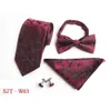 Bow Ties Men Fashion Paisley Floral Bowtie Slitte Hanky ​​Pocket Square Cufflinks Set BWTHZ0301 230922