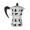 Kahve Potları İnek Baskılı Yapımcı Alüminyum Alaşım Moka Pot Espresso Mocha Latte Percolator R9JC 210330 Damla Teslimat Ev Bahçesi Mutfak DH7DN