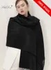 Écharpes 100% laine écharpe femmes épaississement cachemire cicatrices d'hiver châles mode femme Pashmina foulards surdimensionné garder au chaud Warps 300g 230921