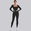 Active Sets One Piece Yoga Set Women Long Sleeved Seamless Bodysuit High Elasticity Body Shaping Sports Suit Sexy Hip Lifting Fitness