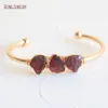 Bangle Raw Garnets Crystal Armband Bridesmaid Gift Quartz januari Birthstone Gold Color Jewelry Stainless Steel Manschett