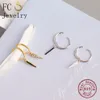 Hoop Huggie FC Jewelry 925 Silver Gold Italy Pizza Zirconia Earring for Women Ear Piercing Boucle Doreille Accessories 2021 1185Z