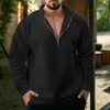 Men's Hoodies Mens Plain Zip Up Sweatshirt Pullover Long Sleeve T-Shirt Stand Neck Fleece Warm Jumper Casual Top Solid Men Clothing