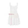 Casual Dresses Mingmingx White A Line Party Women Mini Elegant Lace Up Holiday Dress Spaghetti Strap Summer Clothing 2023