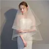 Bridal Veils Veil Short Face-Ered Two Layers Simple Ribbon Edge Bride Horse Hair Ivory White Champagne Drop Delivery Party Events Acce Dhj7U