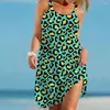 Vestidos casuais sexy leopardo impresso backless verão 2023 clube sem mangas em torno do pescoço sling praia midi vestido roupas femininas