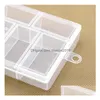 storage boxes bins empty 6 compartment plastic clear box for jewelry nail art container sundries organizer sn1293 drop delivery ho dha1e