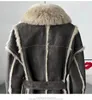 Manteau de lapin en cuir véritable pour femme, veste d'agneau épaisse et chaude, pardessus ample, vêtements féminins de haute qualité, hiver 230922