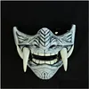 Party Masks adt unisex latex japansk prajna hanya noh kabuki demon samurai halv ansiktsmask halloween 230705 droppleverans hem gard dhbxt