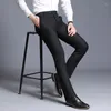 Men's Suits High Quality Slim Fitting And No Ironing Business Suit Pants Solid Color Straight Tube Work Gray