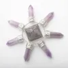 Anhänger Halsketten Natürliche Rose Rosa Quarz Klare Kristall Amethysten 7 Chakra Sechseck Prisma Zauberstab Energie Turm Reiki Pendel H219Z