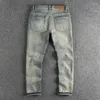 Herenjeans Zwaar retro denim voor heren Kledingstijl Splash Paint Washed Distressed Cargobroek Lichtblauwe broek met gaten Casual