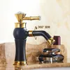 Bathroom Sink Faucets Whosale Single Hole Water Tap Faucet Black/white/gold Antique Copper 360 Rotated Basin Mixer 6 Styles