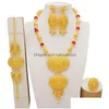 Jewelry Sets Luxury Dubai Gold Color African Indian Ethiopia Bridal Gifts Party For Women Necklace Earrings Set 220810 Drop Delivery Dhn6C