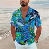 Mäns casual skjortor mode hawaiian skjorta hav 3d tryckt himmelblå kort ärmknapp Cardigan Beach plus storlek 5xl sommar