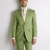 Men's Suits Mens Groomsmen Notch Lapel Costume Homme Groom Men Tuxedos Suit Olive Green Wedding Man (Jacket Pants Tie)