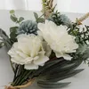 Flores decorativas artificial outono hortênsia buquê diversos casamento decoração de seda noiva segurando família plantas falsas