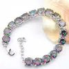 Hela - 925 Sterling Silver Handgjorda multi äkta runda Frie Rainbow Mystic Topaz Lady Chain Armelets318t