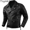 Men S Leather Faux Real Slim Cowhide Jackets Spring Fall Clothing Lapel äkta motorcykeljacka 230922