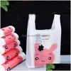 Gift Wrap 50 Pcs Cute Tote Plastic Shop Handles Convenience Storeb Cartoon With Bag Bundle Retail Bags 210326 Drop Delivery Home Gar Dh7On