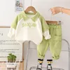 Clothing Sets Dancewear Korean Style Autumn Baby Girl Boy Clothes Long Sleeves Letter Turn-Down Collar Cotton Sweatshirts+Pants 2Pcs Outfit 1 2 3 4 5 6Y 230922