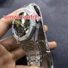 Full Iced Out Men Watch rostfritt stål Rose Gold and Silver Case Watch Glass Back Full Diamond Wristwatch Sapphire Crystal Automa246V