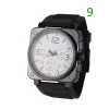 2023 Nouveaux hommes BR Montres-bracelets Montre à quartz Bell Cuir marron Bracelet en caoutchouc noir Ross 6 Han 120