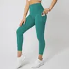 LU-1471 Pantalones de Yoga de nailon de alta elasticidad para mujer, mallas deportivas de Color sólido, pantalones deportivos para correr