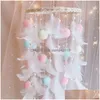 Decorative Objects Figurines Dream Catcher Bedroom Wind Chimes Hanging Decorations Hand Woven Feather Aerial Ornament For Infant G Dhogk
