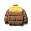 Mens Down Parkas Retro Corduroy Jacket Lose Contrast Stitching White Duck Coat Casual Fashion Padding Winter Chamarras 230921