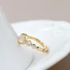 Cluster Rings Authentic 925 Sterling Silver Fashion Women Ring Inlaid Natural Moonstone 18K Gold Plated Wedding Party Fine Jewelry Gift