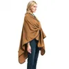 OC0045 European and American Women's Shawl Fashion Buckle Leather Edge Solid Color Split Acrylic Cape