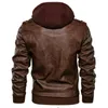 Men S Leather Faux Desyway Spring Antumn Men Brown Motorcykeljacka med avtagbar huva Male Pu Coat EU -storlek Högkvalitet 230922