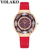 Wristwatches Yolako Women'S Casual Quartz Leather Band V Strap Watch Analog Wrist Fashion