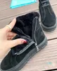 Damen Nylon Booties Herbst Winter Hochzylinder Wolle Warm Wildleder Bootie Schneestiefel Mode Lässig Leder Gepolstert Nappa Sneake