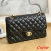 Bolsos de diseñador Bolso de cadena con solapa a cuadros 10 A CF Caviar Bolso de hombro Cadena de plata dorada Cuero Doble letra Hebilla sólida Raya cuadrada Lady Messenger CC Bolso de moda