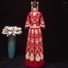 Ethnische Kleidung FZSLCYIYI Blumenstickerei Strass Chinesische Braut Bräutigam Hochzeitskleid Cheongsam Eleganter Hochzeits-Qipao-Anzug