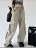 Men s Jeans Streetwear Baggy Hip Pop Cargo Pant Drawstring High Waist Wide Leg Pantalones Vintage Trend Solid Casual Trousers 230922