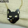 New fashion jewelry Black Cat Head large pendant necklace for women hip phop man Animal necklace for summer accessories269s