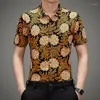 Männer Casual Hemden Männer Mercerisierte Baumwolle Floral 2023 Sommer Kurzarm Männlich Kleid Hemd Mode Druck